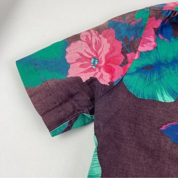 Jessica Scott Button Up Shirt Womens Black Green Floral - Picture 6 of 10